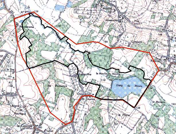 carte de l'étang du Moura